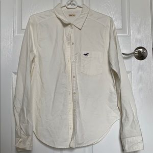 Hollister Cream Button Down Shirt M
